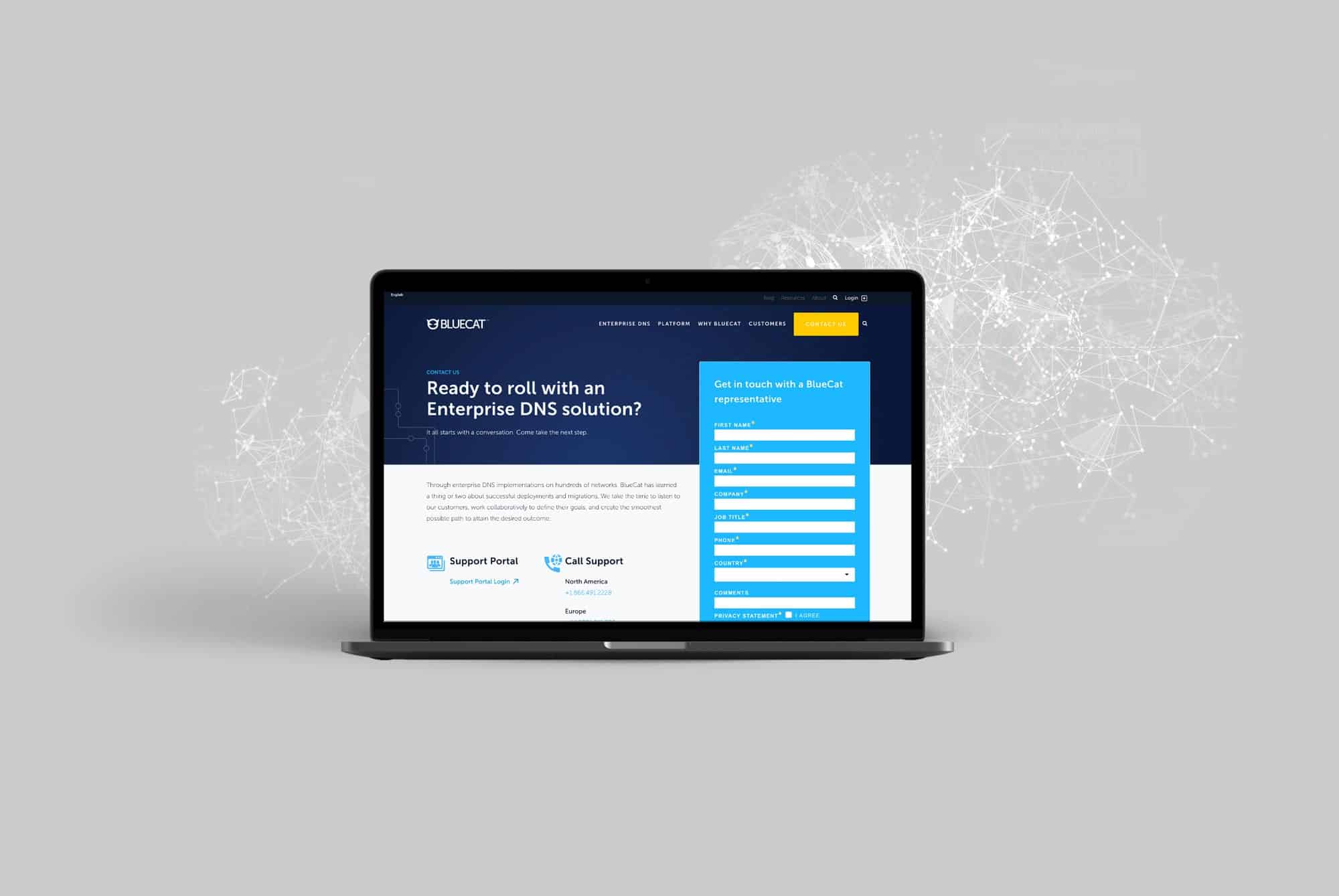bluecat landing page design